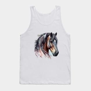 Bay Horse Head Watercolour Art Tank Top